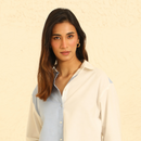 Co Ord Set for Women | Cotton Linen Shirt & Pant | Blue & White