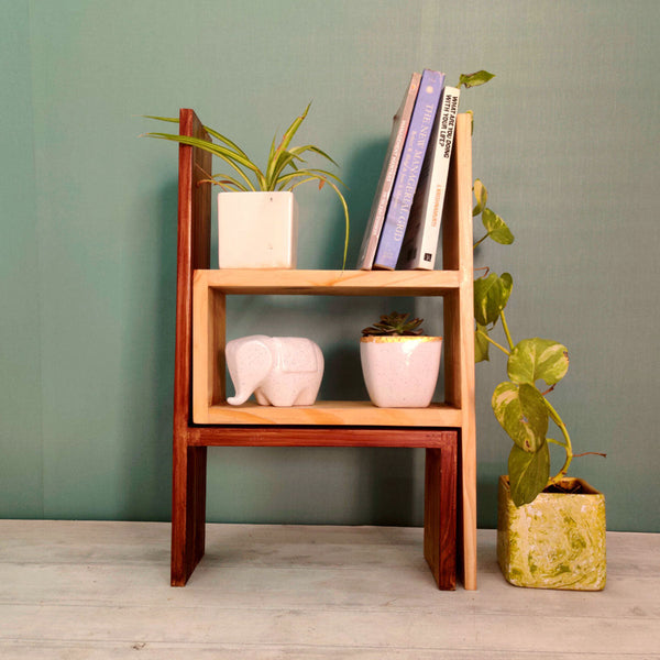 Wooden Corner Shelf | Planter Stand | Multifunctional Shelf | Set of 2