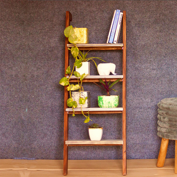 Wall Bookshelves | Ladder Shelf | Planter Stand | Brown | 16 x 4 x 42 inches