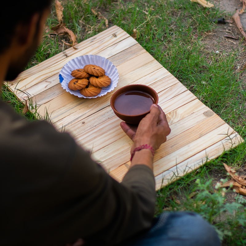 Wooden Table Mat | Place Mat | Foldable | Beige | 45 cm