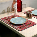 Upcycled Table Mats | Place Mats | Red & Silver | 30 cm | Set of 2