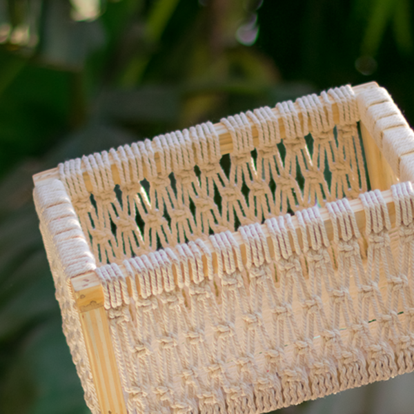 Cotton Storage Basket | Macrame Basket | Cream | 30 cm