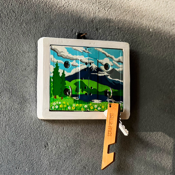 Wooden Key Holder | Mini Himalayas | Green & Blue | 15 cm