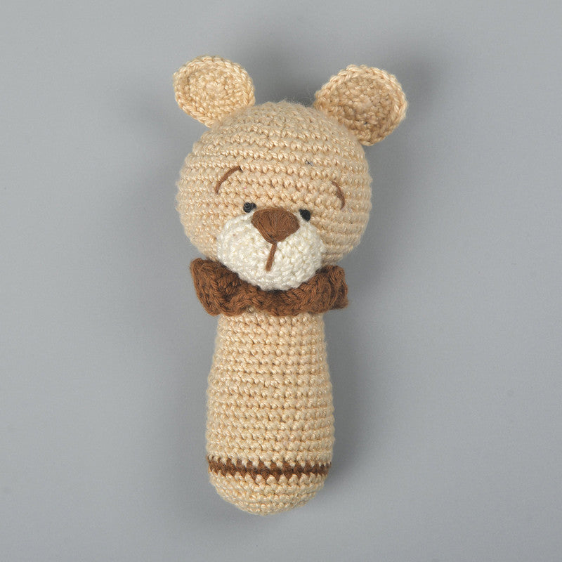 Crochet Baby Rattle | Buddy Bear | Hand-eye Coordination | 12 cm