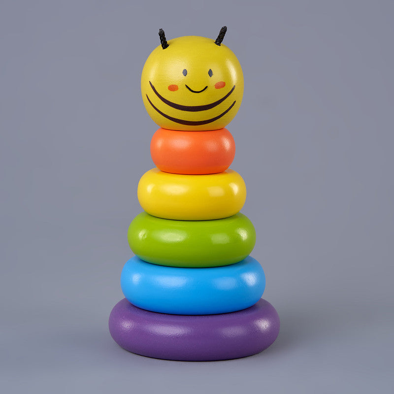 Wooden Baby Stacker | Rainbow Bumblebee | BPA Free | 15 cm | Set of 6