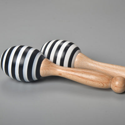 Wooden Baby Rattles Set | Muscles & Strength | Striped | Set of 2