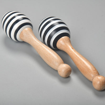 Wooden Baby Rattles Set | Muscles & Strength | Striped | Set of 2