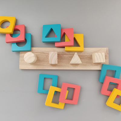 Wooden Puzzle Game for Kids | Geometric Shape Stacking | BPA Free