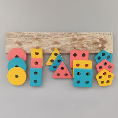 Wooden Puzzle Game for Kids | Shape Sorter Lacing | BPA Free