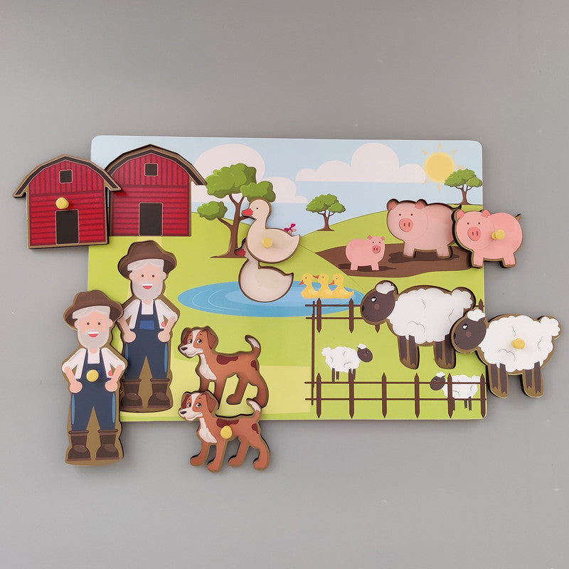 Wooden Puzzle Game for Kids | At The Farm Peg | BPA Free