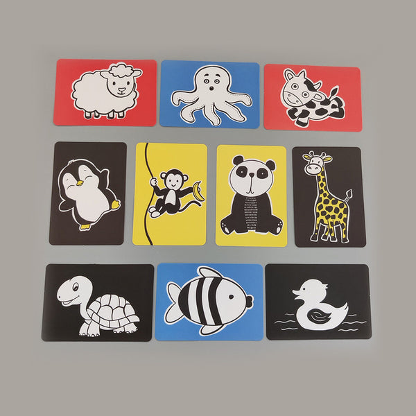 Wooden Flash Cards for Newborn Baby | High Contrast | BPA Free