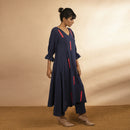 Handloom Cotton Indigo Flared Kurta Set