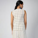 Cotton Checkered Co-Ord Set | Hand block Printed | WhitB