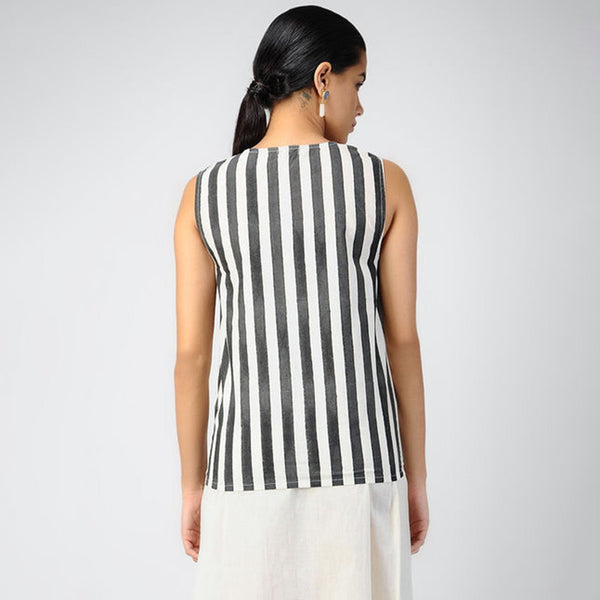 Cotton Striped Co-Ord Set | Black & White