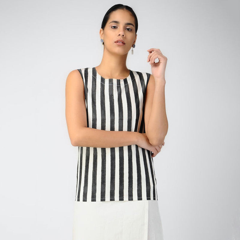 Cotton Striped Co-Ord Set | Black & White