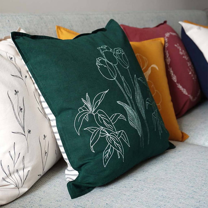 Pure Cotton Cushion Cover | Handmade | Green