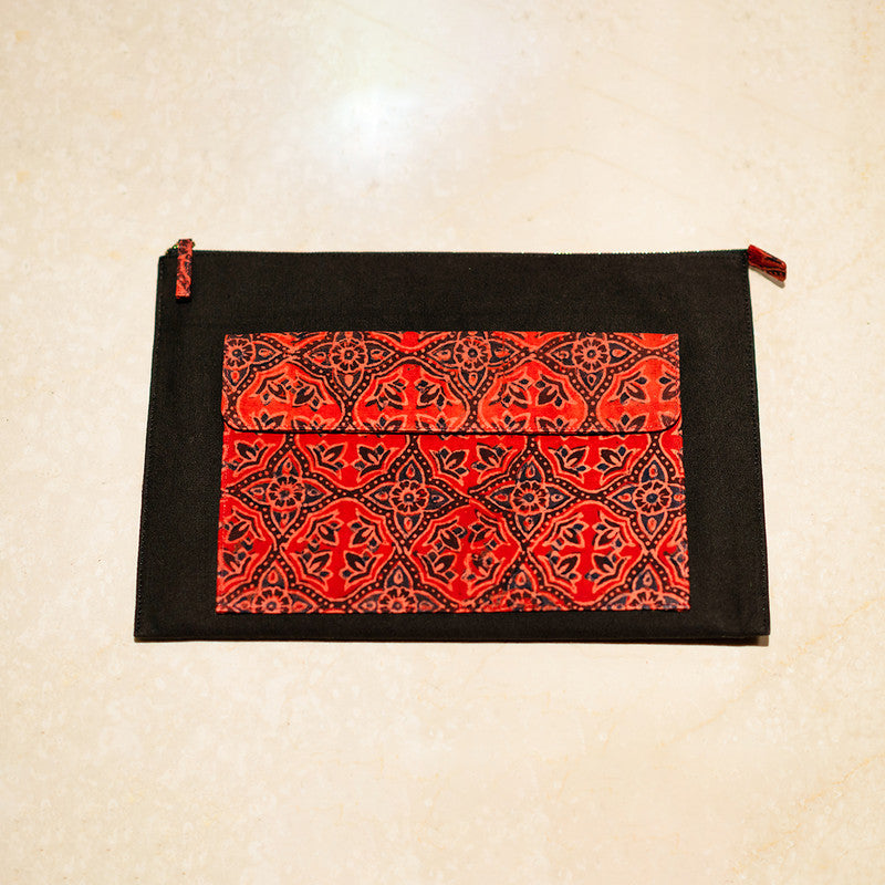 Canvas Laptop Cover | Handblock Printed | Red