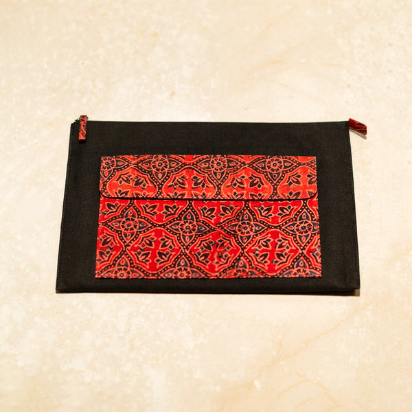 Canvas Laptop Cover | Handblock Printed | Red