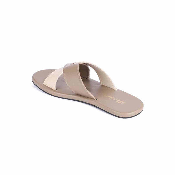 Paaduks Vegan Leather Flip Flop | Criss Cross Strap | Dark Beige.