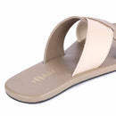 Paaduks Vegan Leather Flip Flop | Criss Cross Strap | Dark Beige.