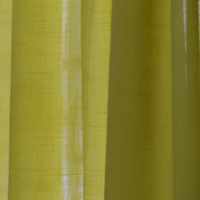 Pure Cotton Curtains | Sheer Fabric | Lemon Green