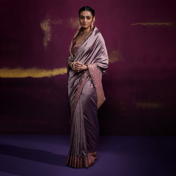 Wedding Saree | Satin Silk | Mauve