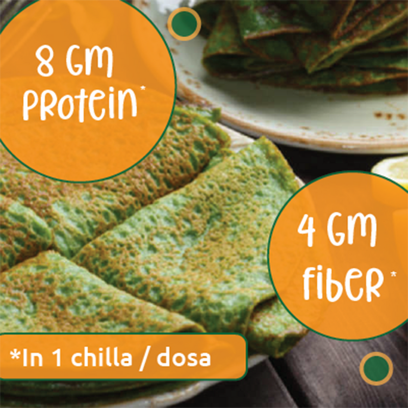 Millets Instant Chilla, Dosa Mix With Spinach Protein Sprouted Lentils | Pack of 2