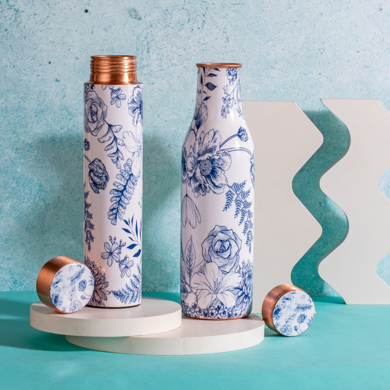 Copper Bottle | White & Blue | 950 ml