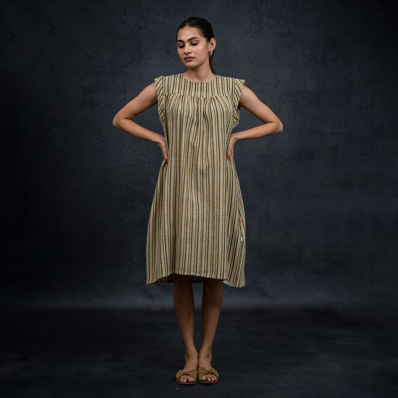 Kala Cotton Straight Dress | Natural Dyed | Olive Green