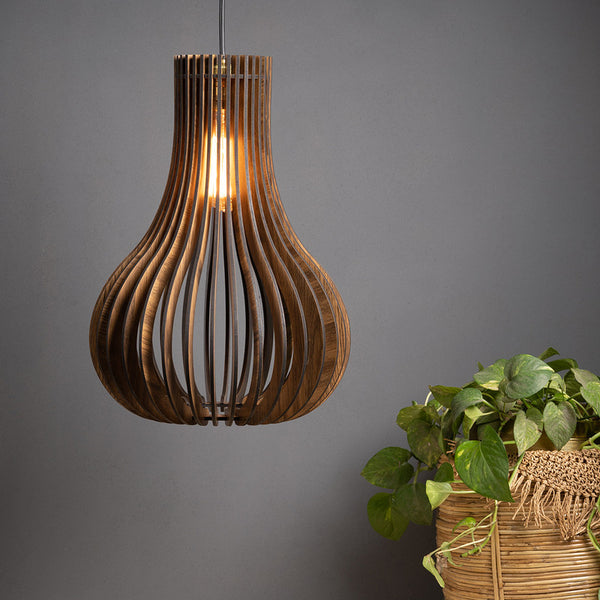 Pine Wood Ceiling Lamp | Pendant Lamp | Brown