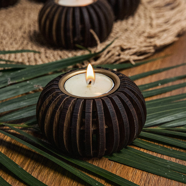 Housewarming Gifts | Pine Wood Tea Light Candle Holder | Set of 4