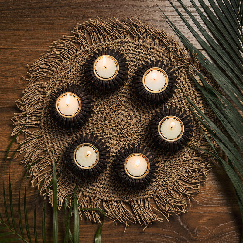 Festive Gifts | Housewarming Gifts | Pine Wood Tea Light Candle Holder | Set of 6