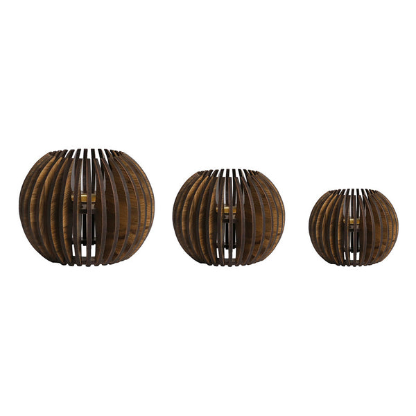 Pine Wood T-Light Candle Holder | Dark Brown | Set of 3