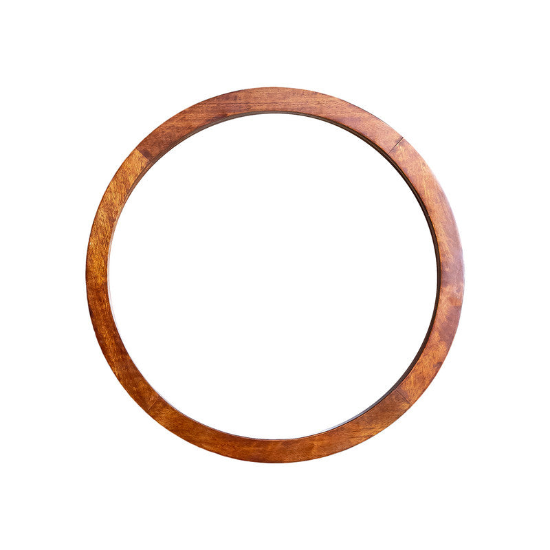 Wooden Designer Mirror | Round Shape | Brown Frame | 24 x 24 inches