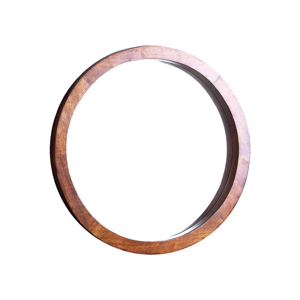 Wooden Designer Mirror | Round Shape | Brown Frame | 24 x 24 inches