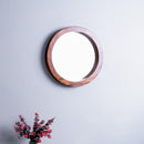 Wooden Designer Mirror | Round Shape | Brown Frame | 18 x 18 inches.