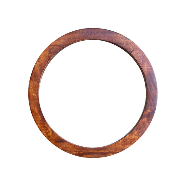 Wooden Designer Mirror | Round Shape | Brown Frame | 18 x 18 inches.