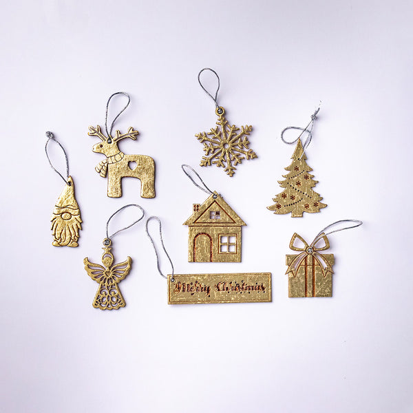 Christmas Ornaments | Birch Wood | Set of 8