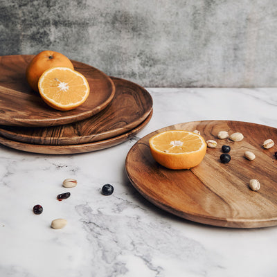 Mango Wood Serving Plates | Large | Brown | Set of 4