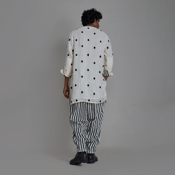 Pure Cotton Balloon Pants | Oatmeal & Black Stripes