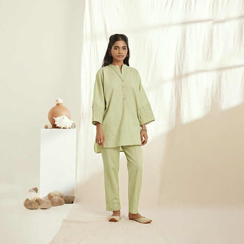 Linen Co Ord Set | Top & Pants | Green