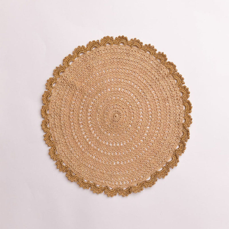 Handmade Brown Crochet Ziba Round Placement Mat Set of 2