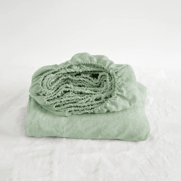 Linen Bedsheet with Pillow Covers | Sage Green