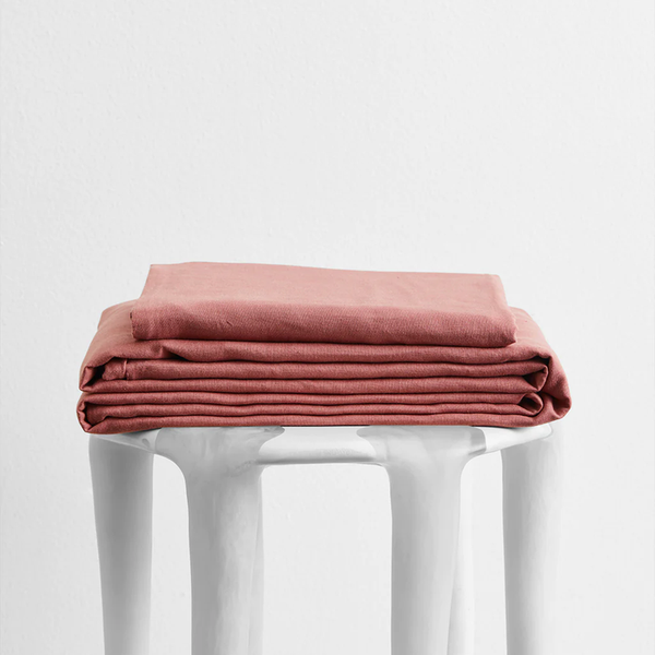 Linen Fitted Bedsheet with Pillow Covers | Dusty Pink