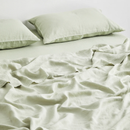 Linen Fitted Bedsheet with Pillow Covers | Sage Green