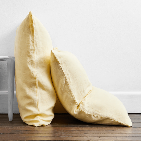 Pure Linen Pillow Covers | Pastel Yellow | Set of 2