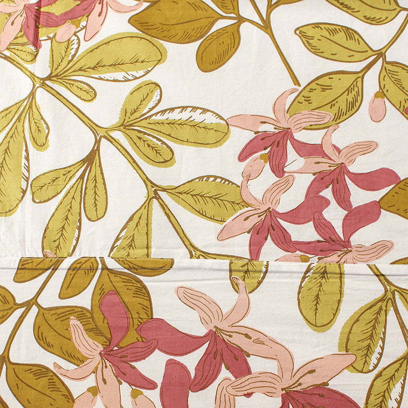 Cotton Table Cover | Leaf Print | Pink