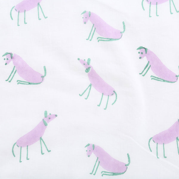 Cotton Dohar Blanket for Kids | Dog Print | Lavendar