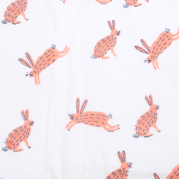 Cotton Dohar Blanket for Kids | Hare Print | Peach