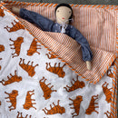 Cotton Dohar Blanket for Kids | Tiger Print | Orange